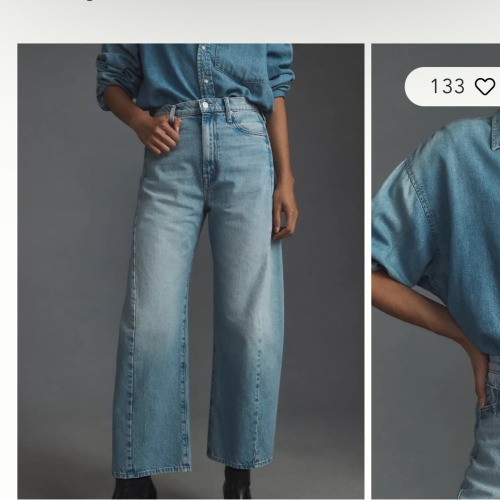 MOTHER Blue Wide-Leg Jeans